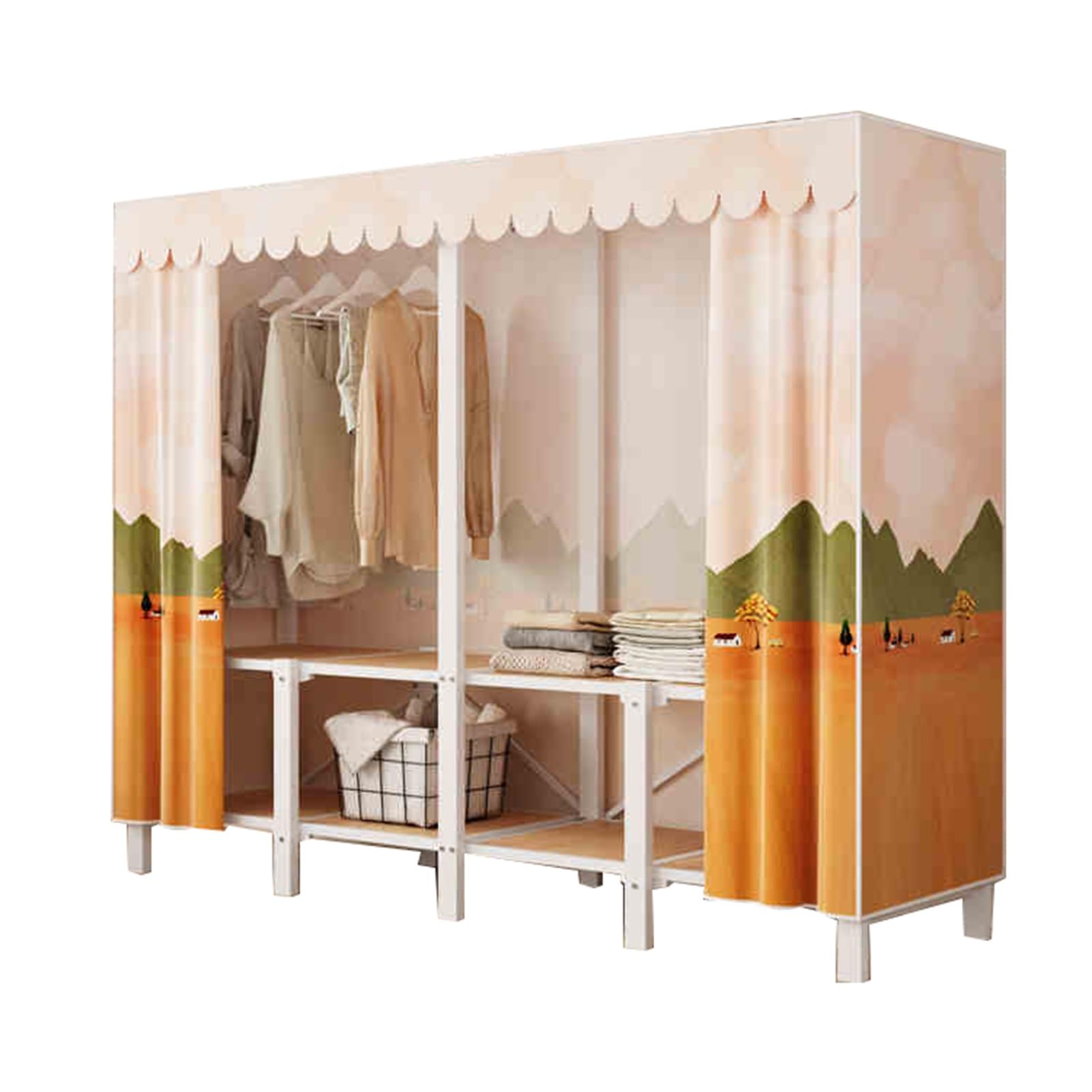 Armario portátil de tubo de acero de 130x50x171cm con funda organizadora de ropa para dormitorio
