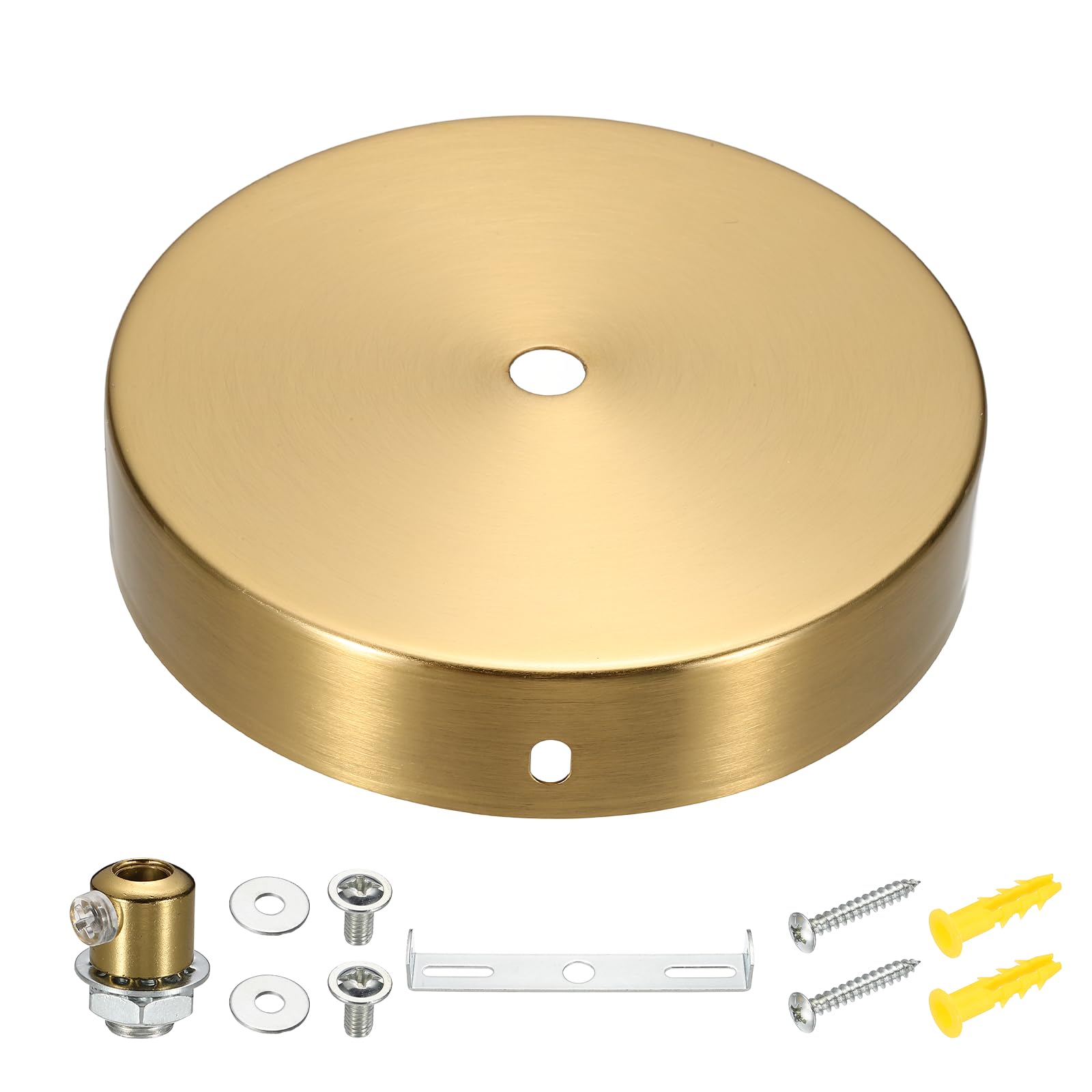VIAPUICE Metal Round Solid Lamp Stand 4.7" x 1"- 1 Pcs Metal Circular Lamp Base Iron Round Light Base for Home Decor DIY Bedroom Living Room, 0.6 mm Thick Edge-Mount, Brass