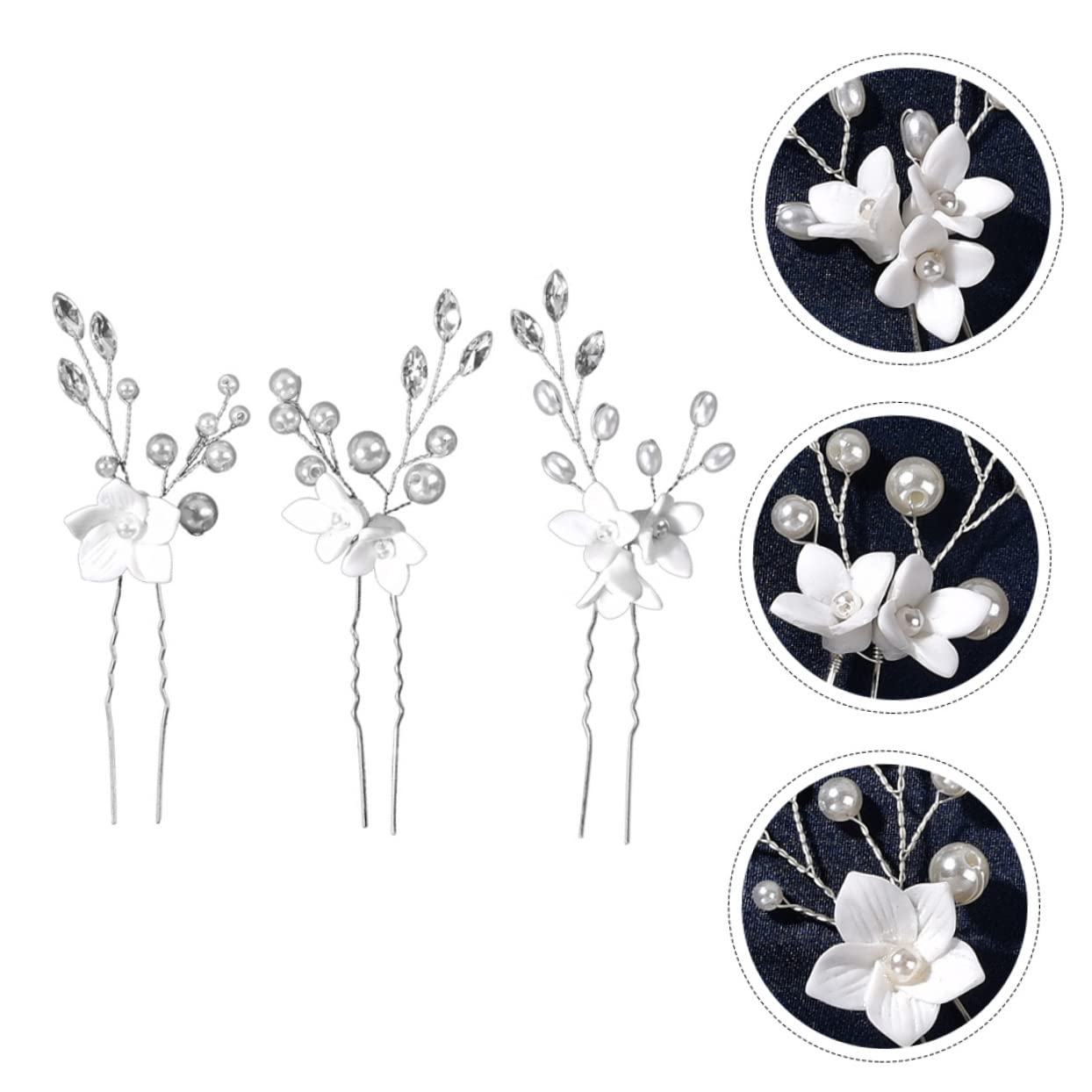 FRCOLOR 15stücke Braut Haarnadeln Mit Perlen Und Blumen Eleganter Hochzeits Haarschmuck Für Bräute Blumenmädchen Und Verlobungen U-förmige Haarspangen Für Stilvolle Hochzeitsfrisuren