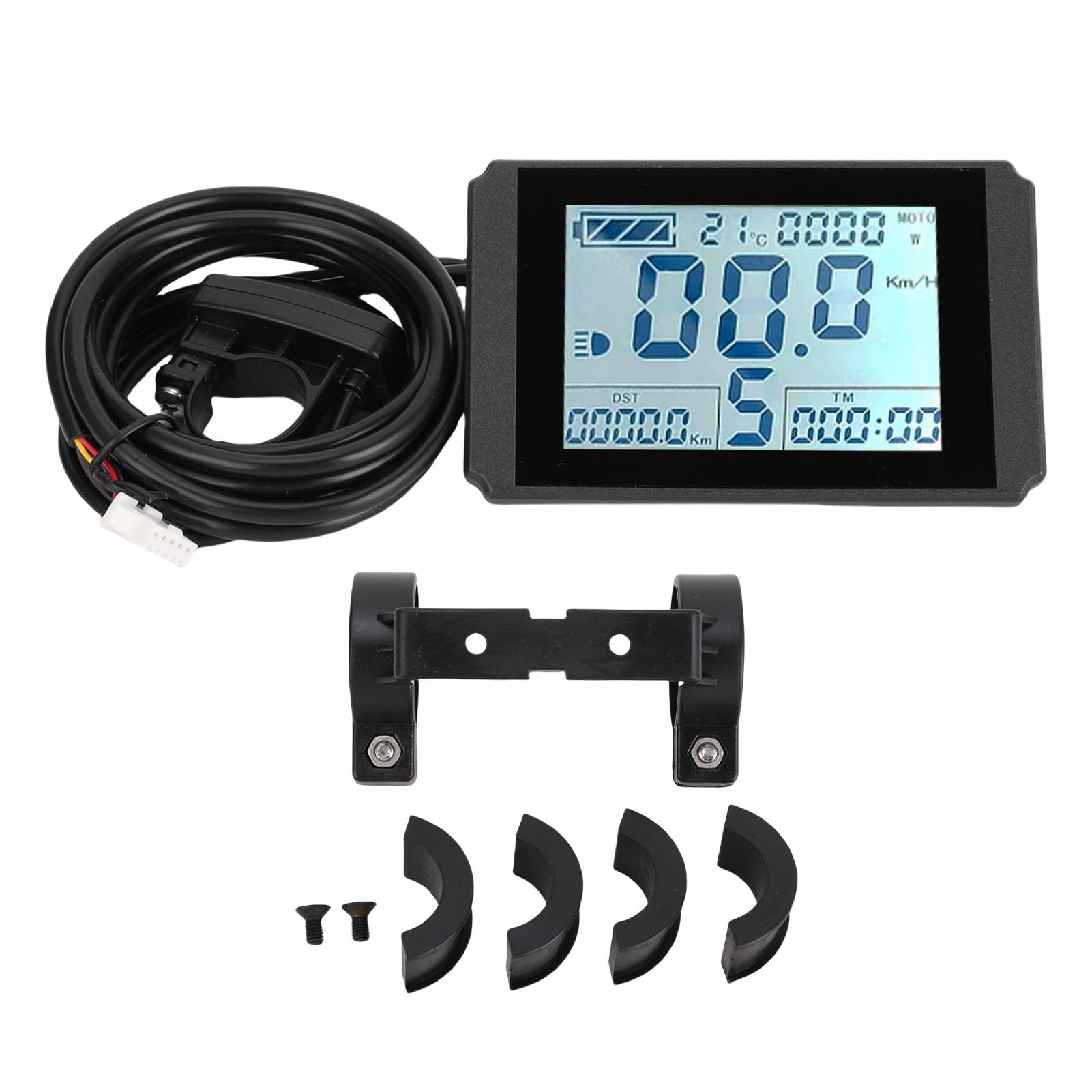 Ejoyous Display LCD per Bici Elettrica Display LCD per Scooter Elettrico ABS 24V 36V 48V con Staffa di SM per Schermo Trasparente per Ciclisti Pendolari con Manubrio da 22,2 Mm