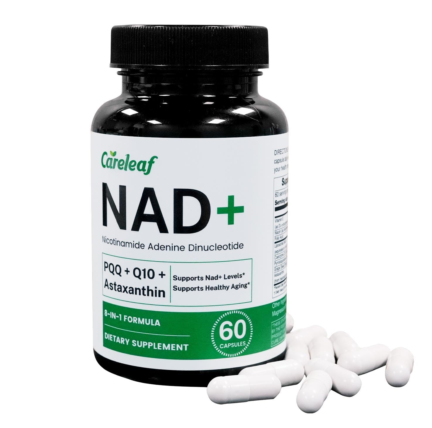 NAD+ Supplement 300mg,Liposomal NAD Boost with PQQ,Astaxanthin,Folic Acid,Vitamin E,High Purity NAD Supplement for Anti-Aging,Cell Longevity,Energy Metabolism-60 Capsules,2 Month Supply