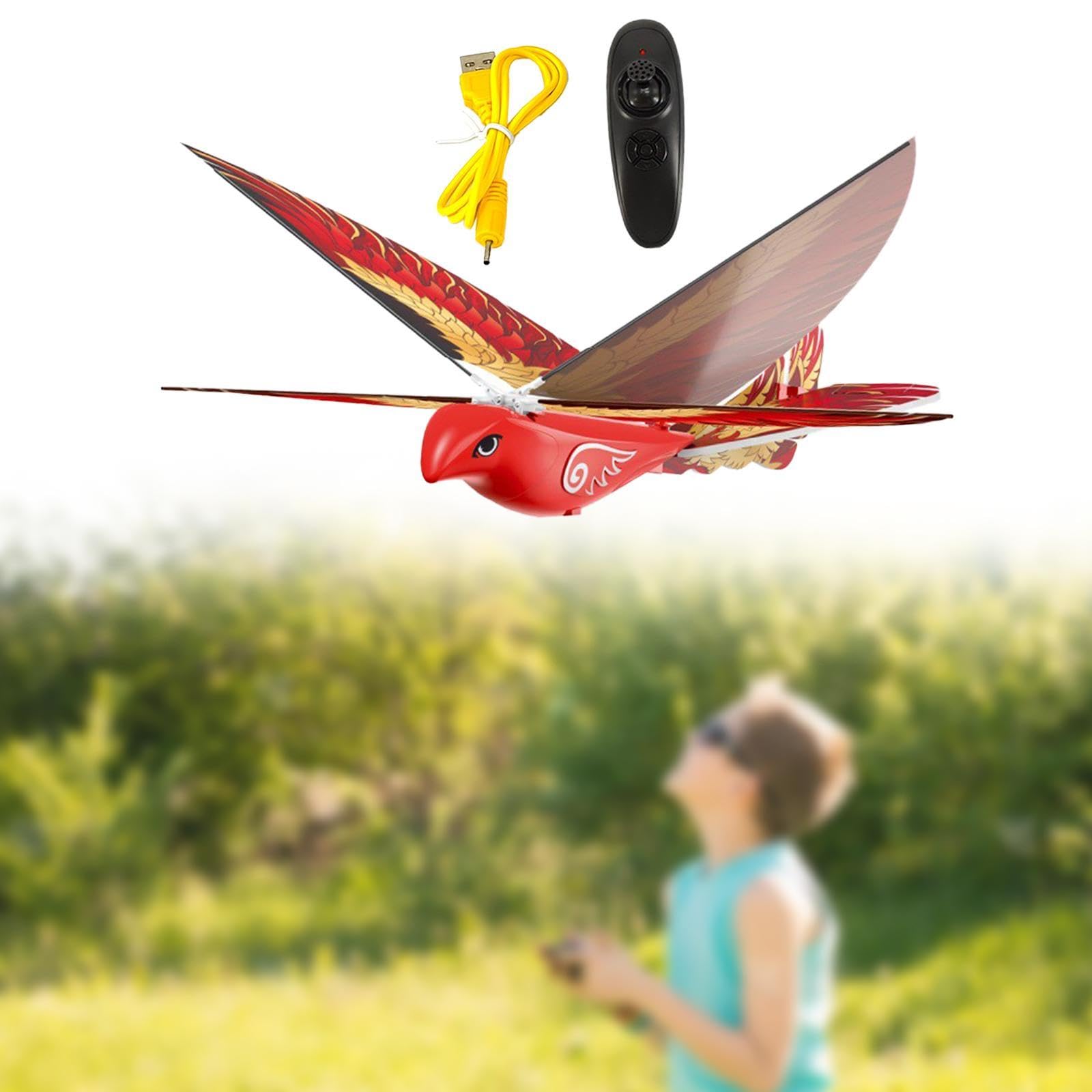 Pájaro Volador RC con Mando, Juguete de Pájaro Eléctrico, Rojo, Individual
