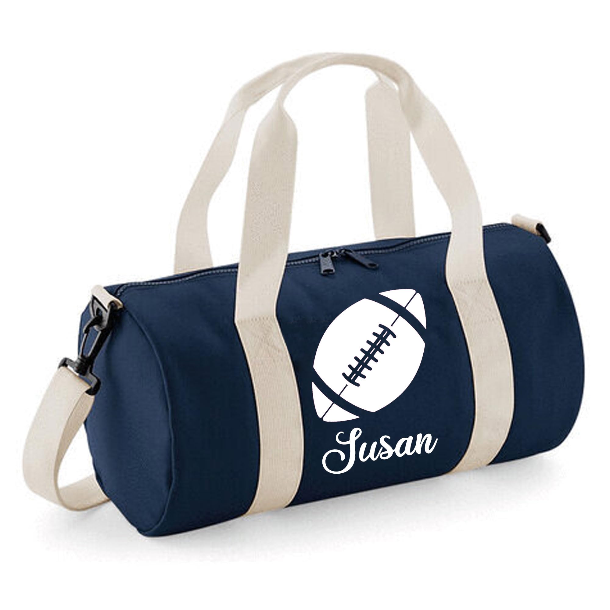 Always Looking Good Personalised Rugby Ball Barrel Bag Sports Holdall for Kids & Adults, 12L Durable Gym Bag Training Kit Bag, 20x20x40cm Stylish Sports Equipment Storage - Navy