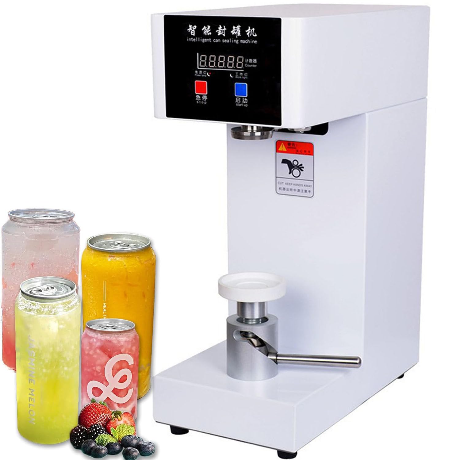 AYCDL Commercial Can Sealer Machine, Electric Can Seamer, 180W Cup Sealing Machine with Counter and LCD Display, Bottle Capping Tools,White