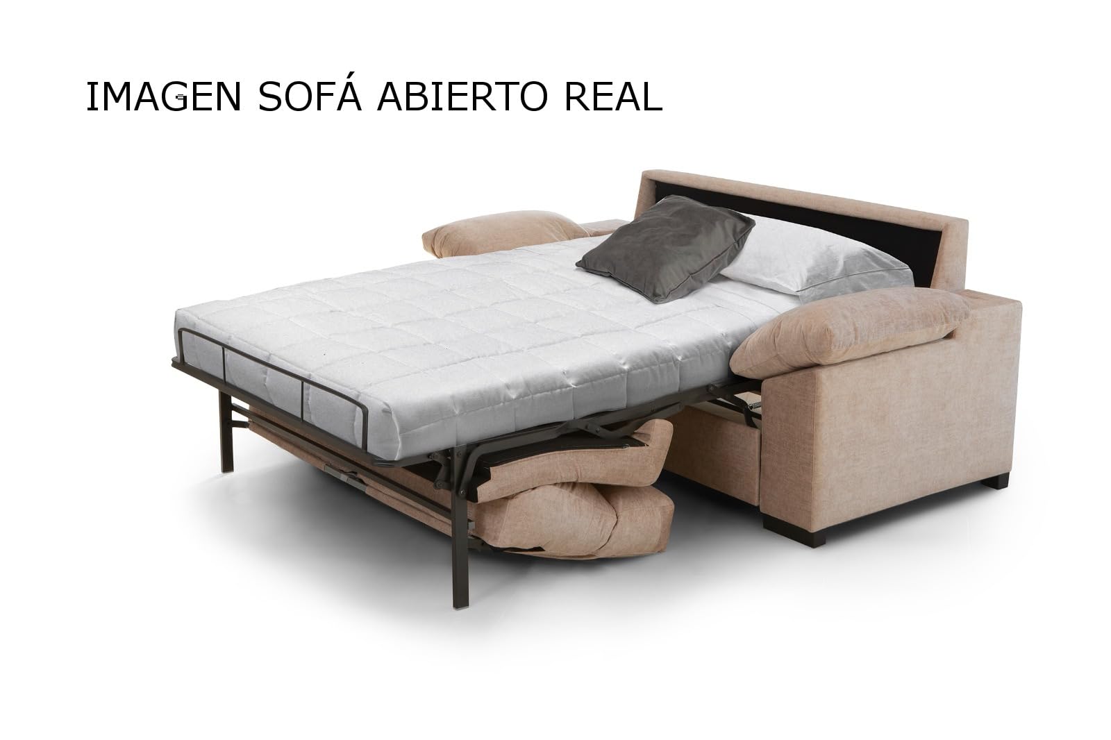 DESCANSIN Sofá Cama Italiano 3 Plazas con colchón de 140x190 - Apertura Italiana - Tela Variada - Madera Pino - Colchón de 15cm de Grosor (Gris Oscuro)