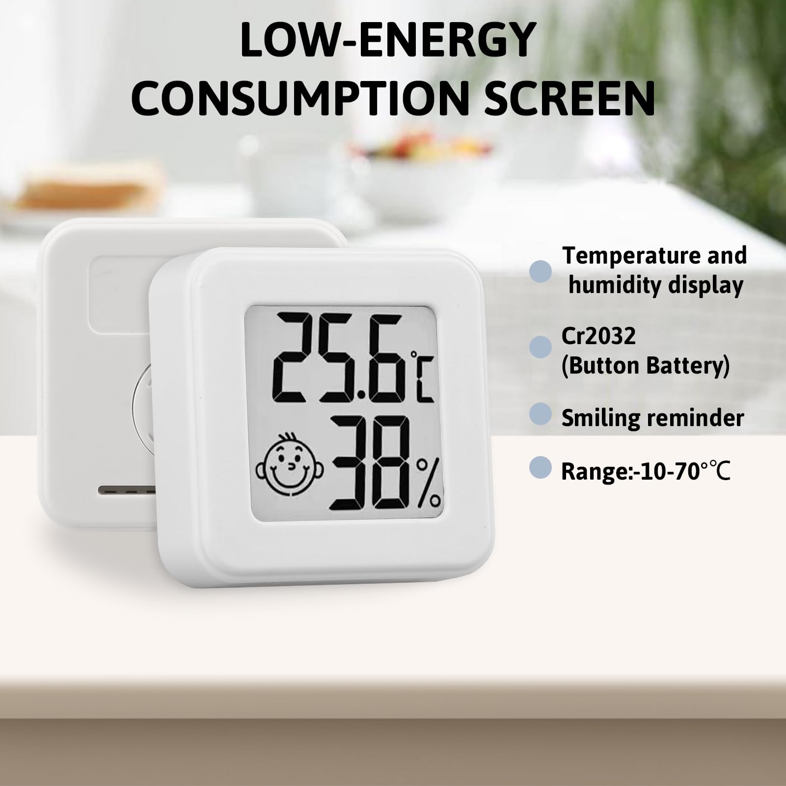 Thermomètre Hygromètre Intérieur Numérique Lot de 6, Mini Thermomètre Digital Haute Précision, Moniteur Température Humidité pour Chambre Bébé, Bureau, Salon, Cave, Serre, Cave à Vin (Blanc)