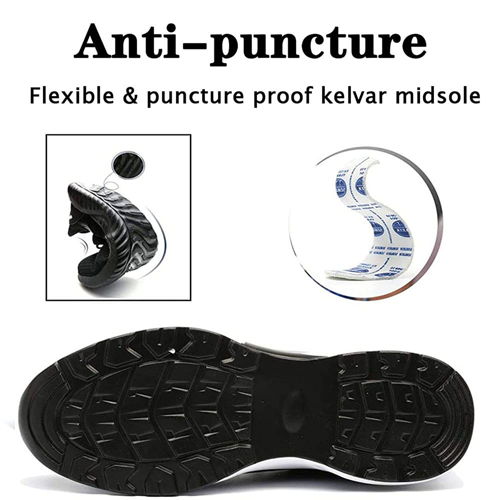 Zapatos de Seguridad para Hombre Mujer Comodo y Ligeros Calzado de Seguridad Anti-Piercing Zapatillas Trabajo con Punta de Acero