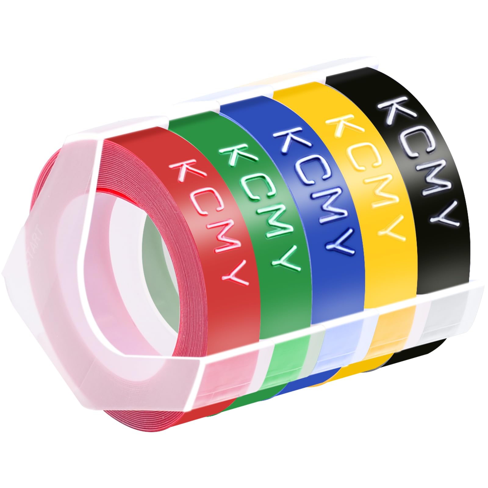1/2 Embossing Label Tape Compatible for DYMO Colorful 3D Plastic Labels Used in Organizer Xpress Pro 1575 1595 1570, Office Mate II 1540 154000 Embossed Label Makers-5 Pack