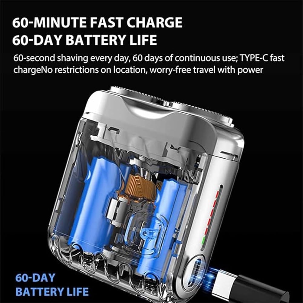 Mini Rasoio Elettrico Rotante Tascabile a Doppio Anello, Rasoio Portatile for Uomo E Donna, Rasoio Impermeabile Ricaricabile Tramite USB, Rasoio a Doppia Testa Bagnato E Asciutto for Viaggi(Mixed)