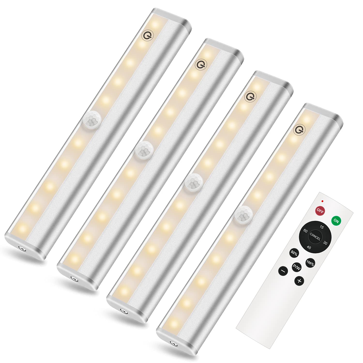 Remote Control Wireless Under Cabinet Lighting 4 Pack, LED Under Counter Lighting Closet Light with Remote/Touch Control, Battery Operated Lights Stick On Lights for Room Kitchen Cabinet Stairway