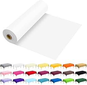 Toalha de mesa de plástico descartável premium de 137 x 30 metros para mesas de todos os tipos e formatos | Piquenique, festa, banquete, aniversários, casamentos (branca, 137 x 30 metros)