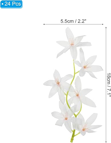 Miniatura 7 de PATIKIL Flor de orquídea artificial de 7 pulgadas, 12 velas flotantes de simulación de florero cilíndrico para decoración del hogar, boda, champán