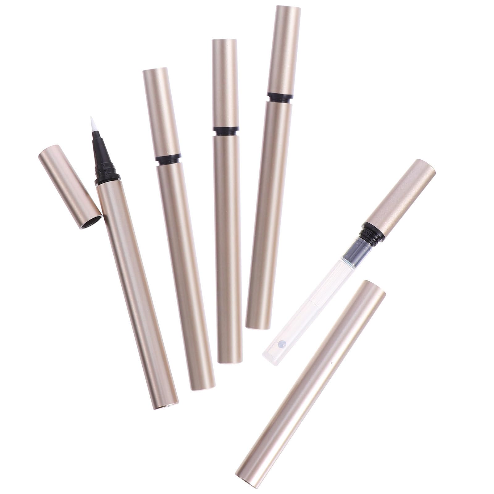 Ciieeo 5 Tubos Delineadores de Ojos Recargables de 1ml Dorado de Plástico, Portátiles Almacenar Delineador, Ideales para Minoristas de Cosméticos