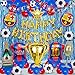 Produktbild Fußball Geburtstagsdeko Jungen Luftballons Geburtstag Dekorationen Blau Rot Happy Birthday Banner insgesamt 70 Stück für Kindergeburtstag Deko Fußballfan Themenfeier