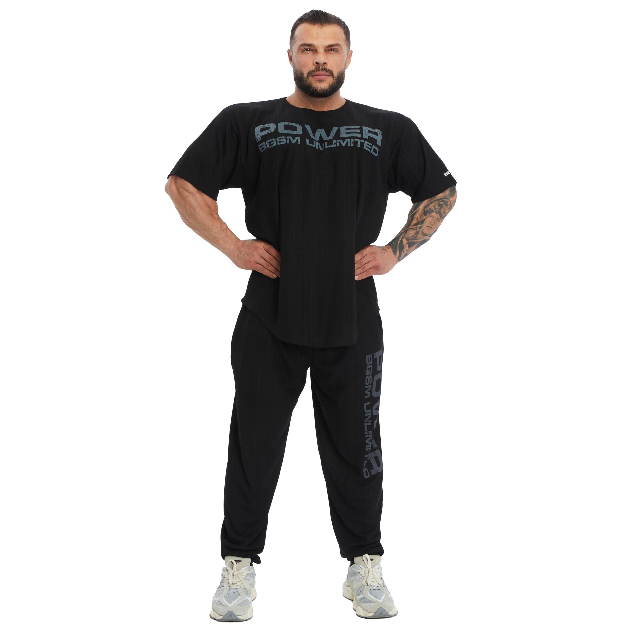 Maglietta da uomo oversize, per palestra, fitness e bodybuilding, in cotone, con scollo rotondo