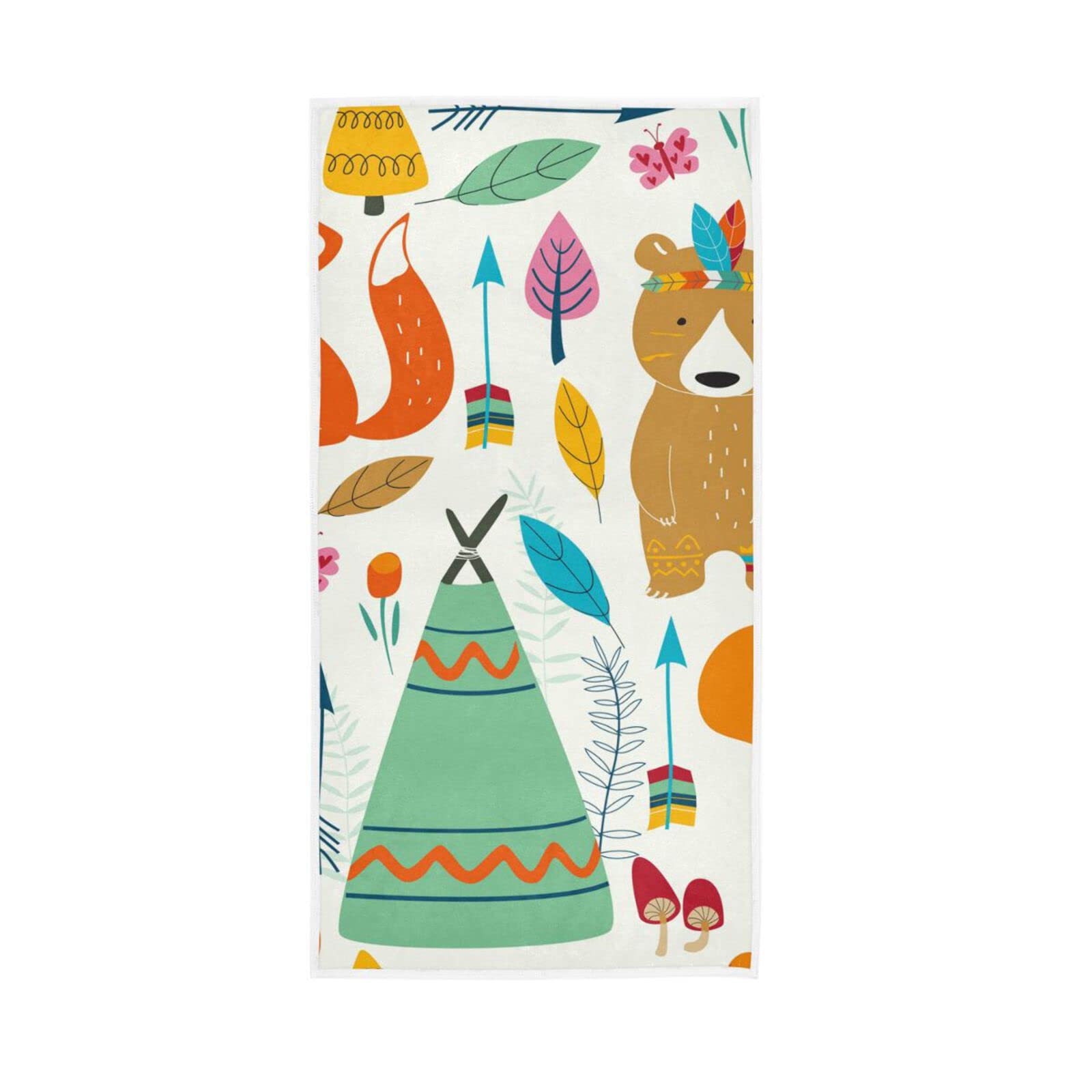 LSRCPD Hand Towels Cute Animal Fox Bear Rabbit Decor Fingertip Soft Face Towel Absorbent Bathroom Kitchen Towels