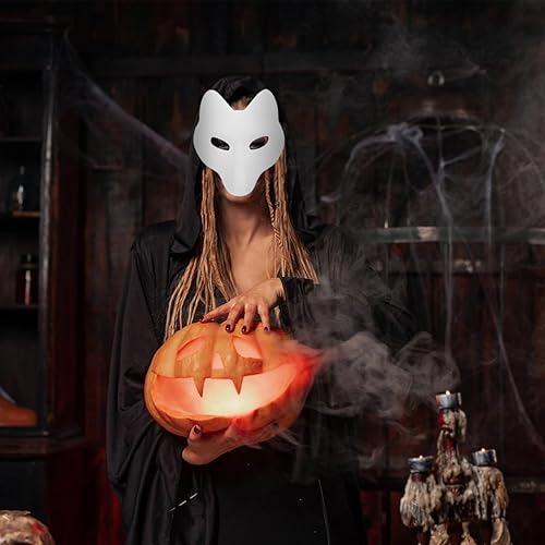 Miniatura 9 de STOBOK Máscara de zorro, máscaras de máscaras de 11.4 x 7.1 in, máscaras en blanco pintables para Halloween, zorros blancos, sin pintar, para