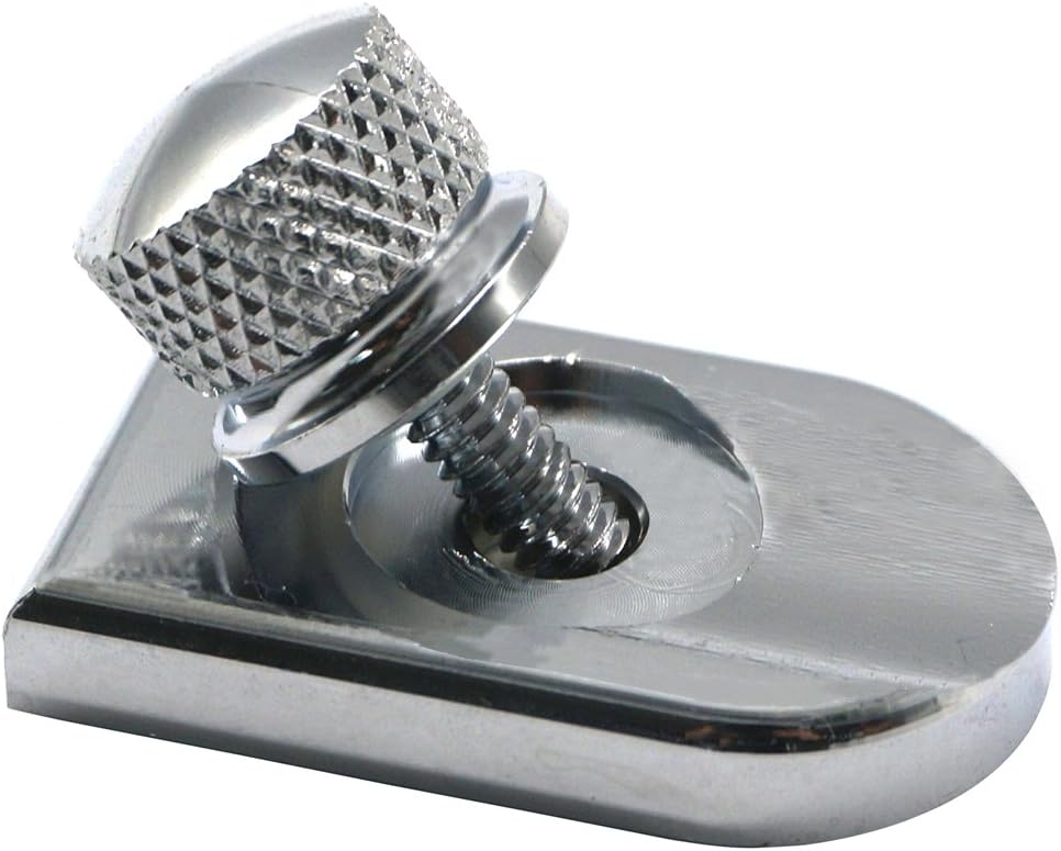 Kyobusa Stainless Steel Seat Bolt with Chrome Knurled Billet Aluminum Screw Knob Cover Tab Bracket Fits for Sportster, Wide Glide, Street Bob, Road King, Fatbob, Street Glide, Dyna, Softail ,Touring