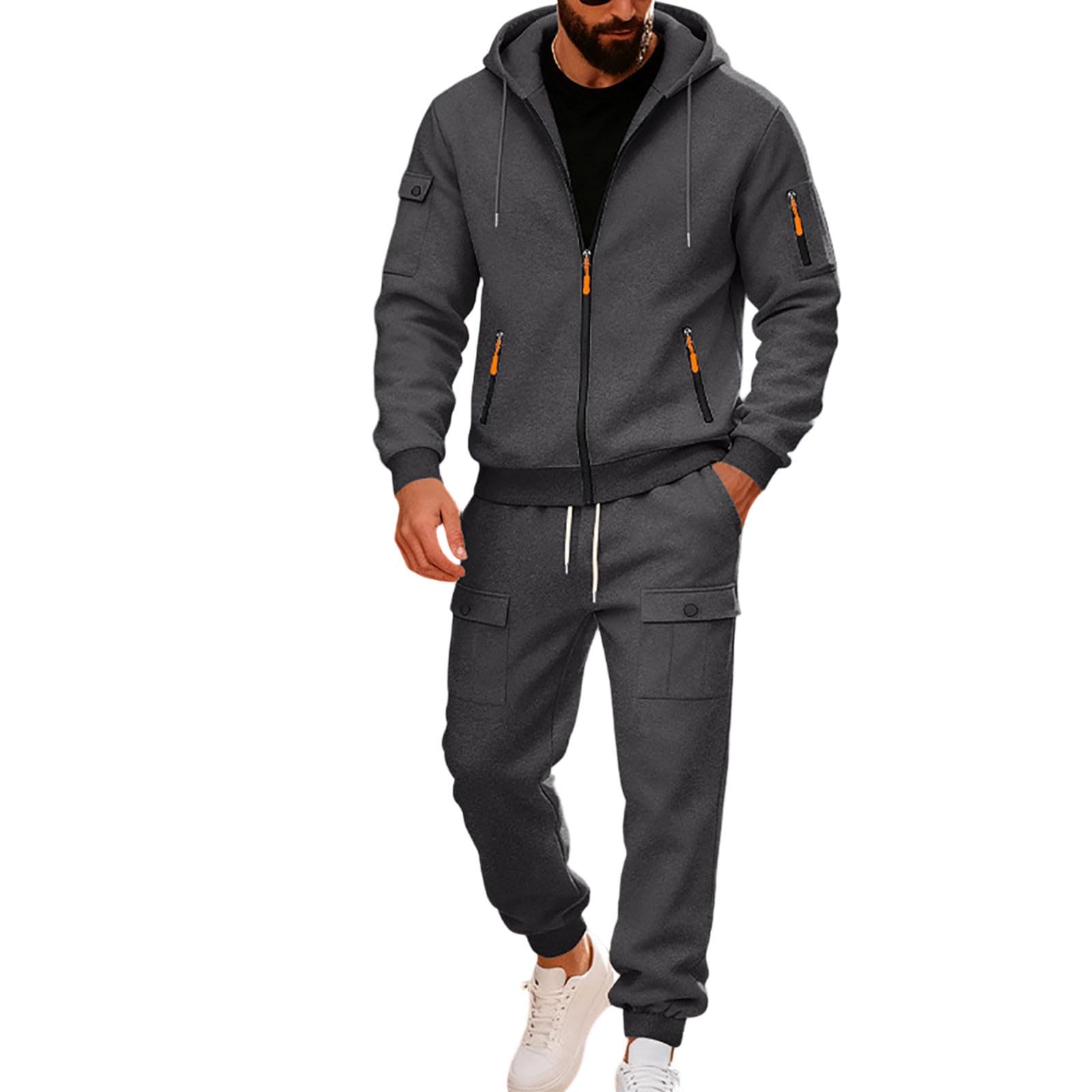 Chandal Hombre Completo Sudadera con Capucha Térmico Otoño Invierno Uso Diario