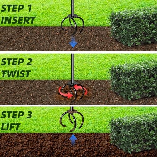 Cultivador manual para jardín con mango largo y acero miniatura 5