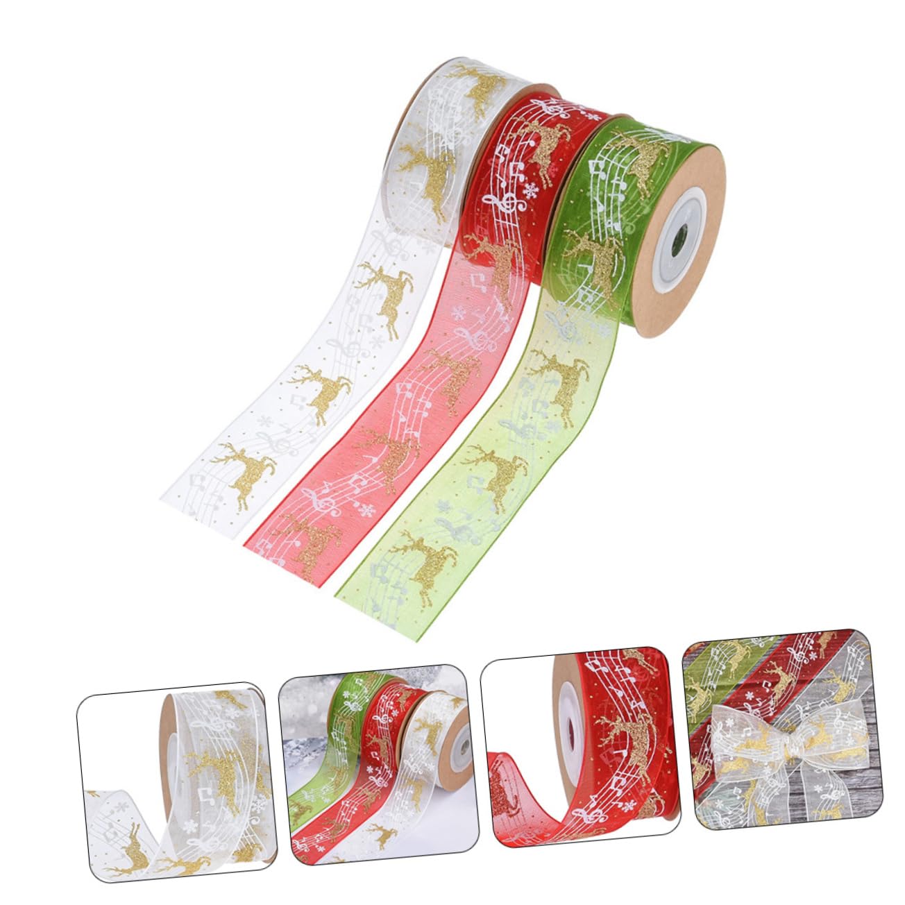 STOBOK 15stücke Teiliges Weihnachtsband Mit Noten Und Elchmuster Dekorative Ribbons Für Und Bastelarbeiten Pro Für Festliche Dekorationen