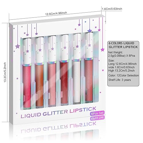 Vista 18 de evpct Juego de 6 esmaltes de labios tintados con cambio de color transparente que cambia de color para mujeres, paquete de esmalte hidratante 1