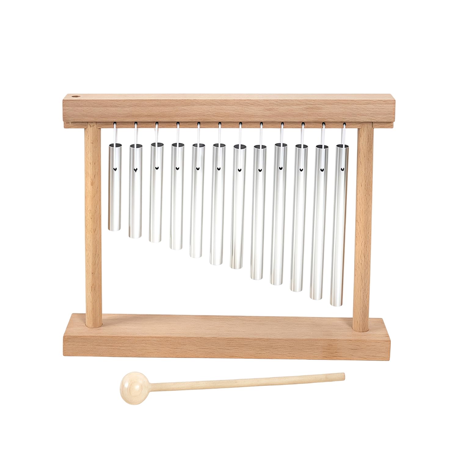 AOVNA Chimes Percussion-Instrument, einreihig, holzfarben, Tisch-Windspiel, leichtes Klangspiel, Musikinstrumente, Anfänger, kollaborative Familie