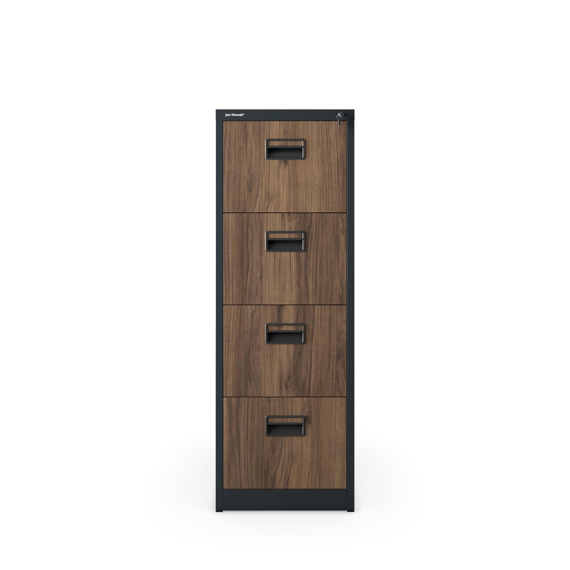 Jan Nowak Hängeregistraturschrank V004A Hängemappenschrank Büroschrank Stahlschrank Aktenschrank mit 4 Schubladen Pulverbeschichtung Stahlblech 132 x 46 x 62 cm (H x B x T) (Anthrazit/Holzoptik)