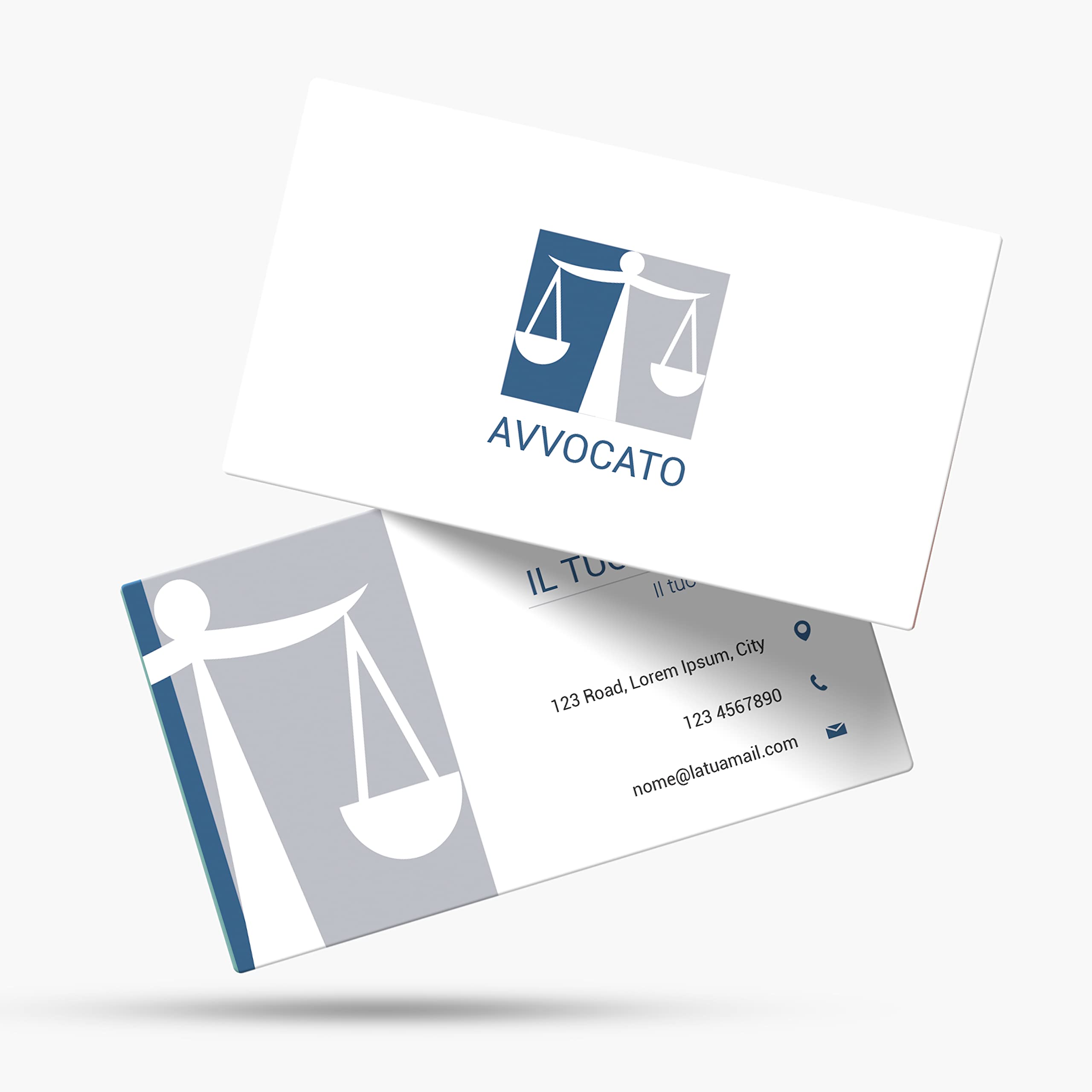Biglietti da visita personalizzabili in cartoncino Premium, colori impeccabili, varie grafiche ideate per avvocati e studi legali, tiratura a scelta (Grafica 2)