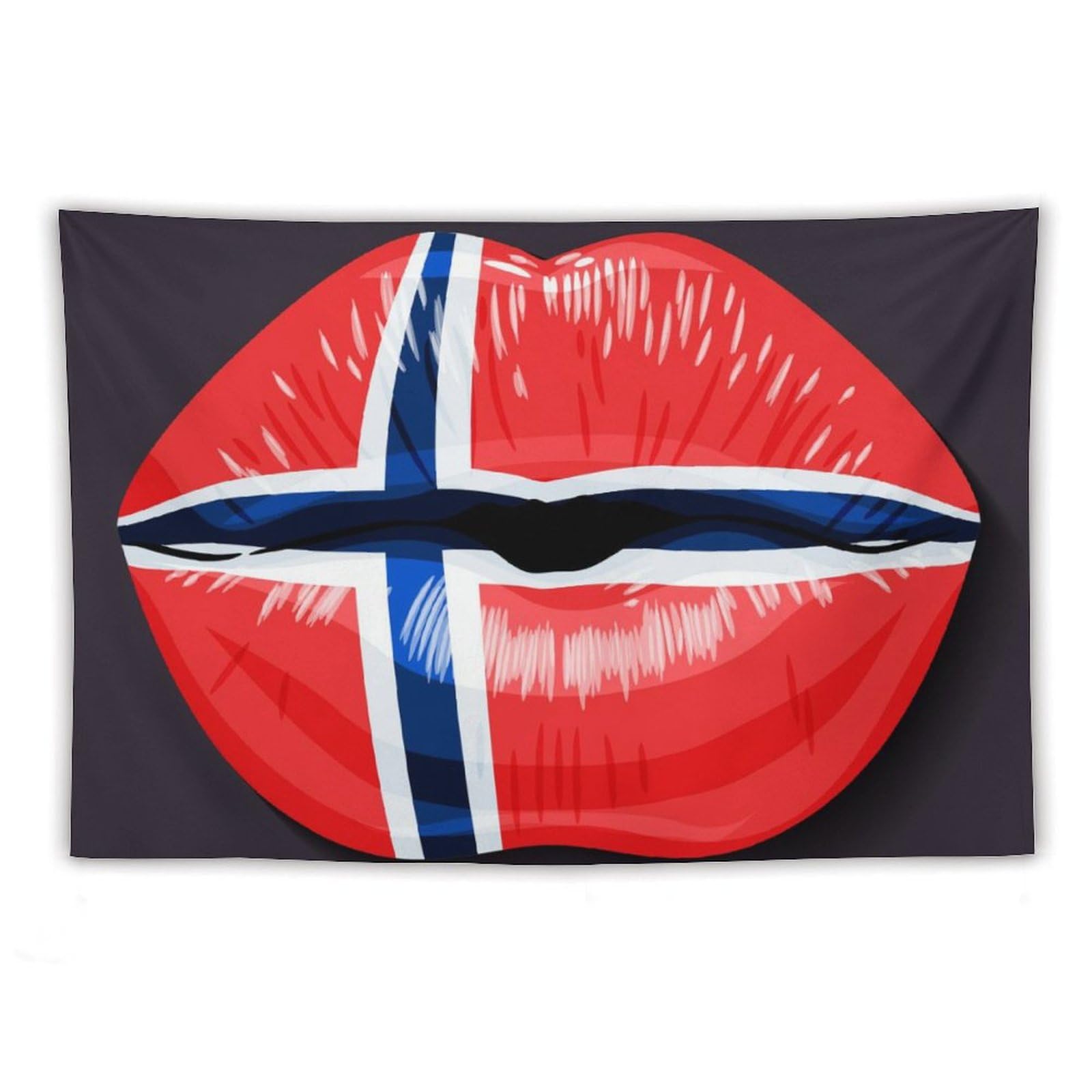 XingFox Norway Flag Lips Tapestry Wall Hanging, National Flag Art Wall Decoration Tapestry, For Bedroom Living Room Dorm Home Decoration, 60"x90"