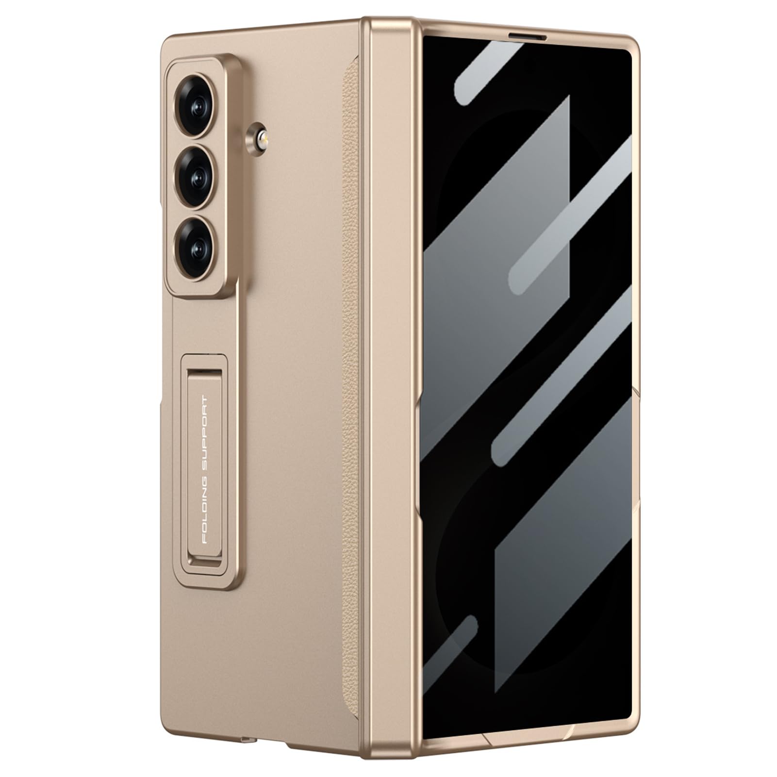 Smukłe etui do Samsung Galaxy Z Fold 8 Ultra, ochrona ekranu matowego etui odporne na zarysowania regulowany stojak powłoka, złote