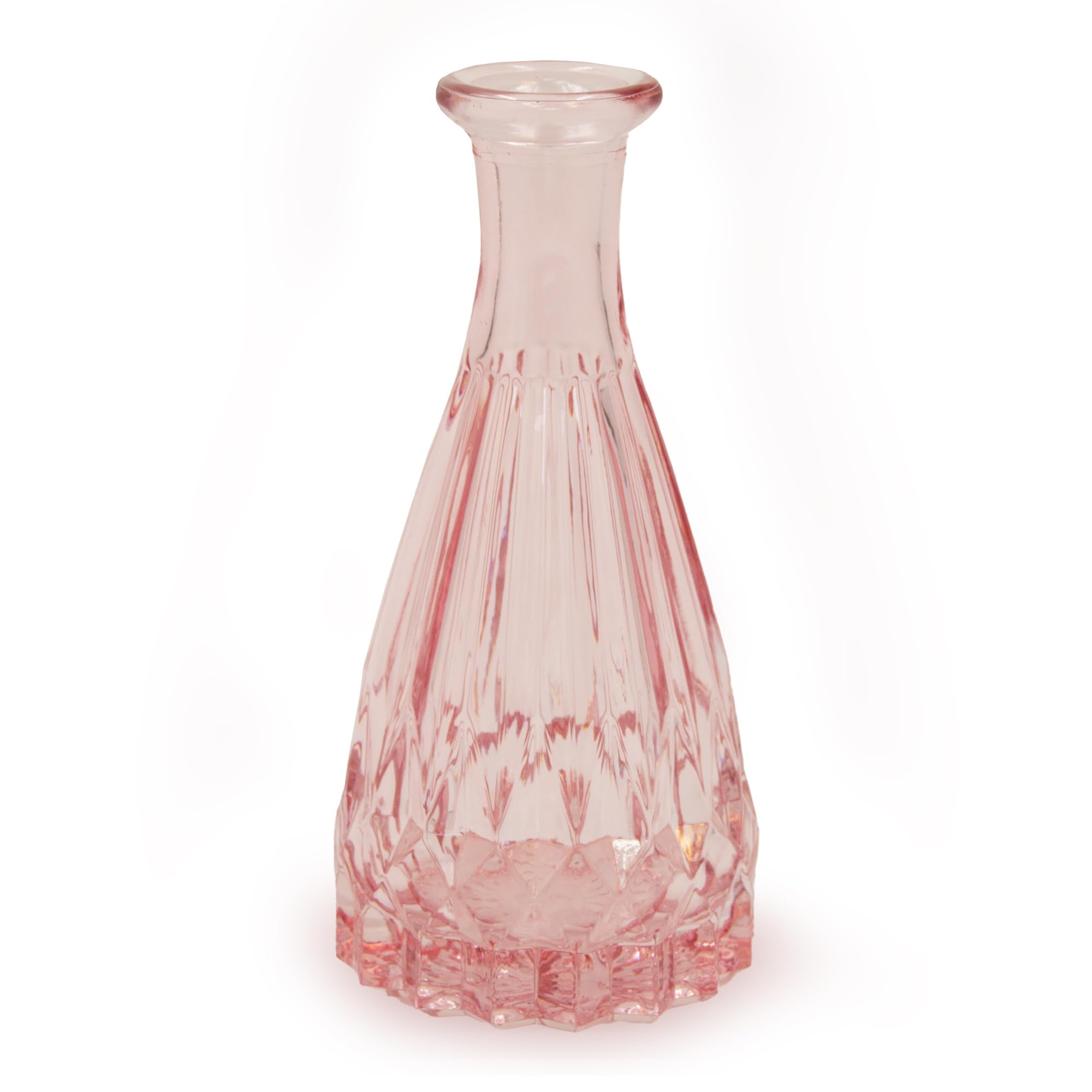 Petit vase en verre rose pour décoration de table et mariage chic