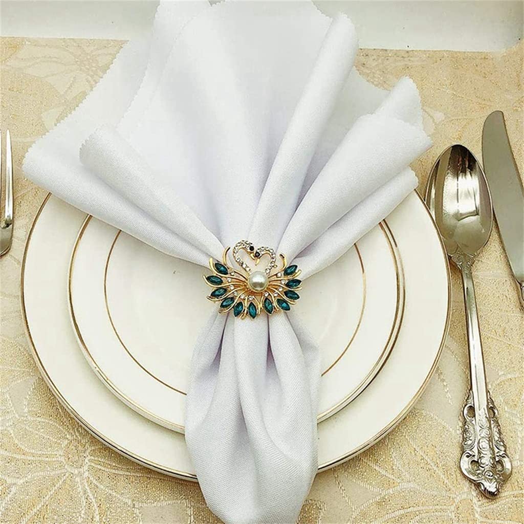 6 Stück Serviettenringe, Hochzeits-Pfau-Serviettenringe, Tischdekoration für Hochzeiten (Einheitsgröße)