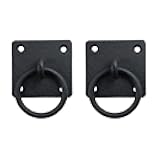 Renovators Supply Manufacturing Black Cast Iron Mission Ring Cabinet Pulls Antique Drop Style Swing Ring Handles Square Backplate Drawer Pulls Rust Resistant Dresser Handles with Hardware Pack of 2