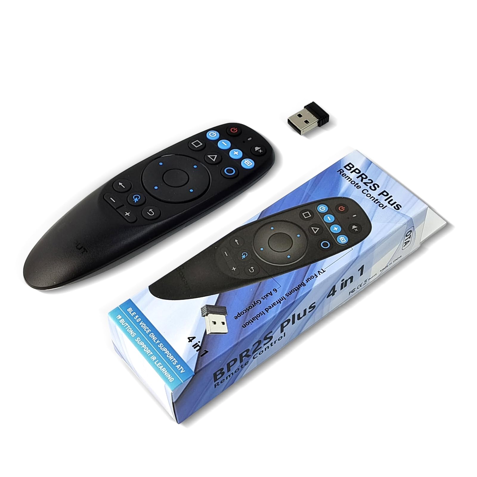 BPR2S Plus pilot zdalnego sterowania z myszą powietrzną, pilot głosowy Bluetooth, obsługuje 2,4 G RF, wyposażony w 6-osiowy żyroskop, obsługuje 4-klawiszową izolację podczerwieni, odpowiedni do