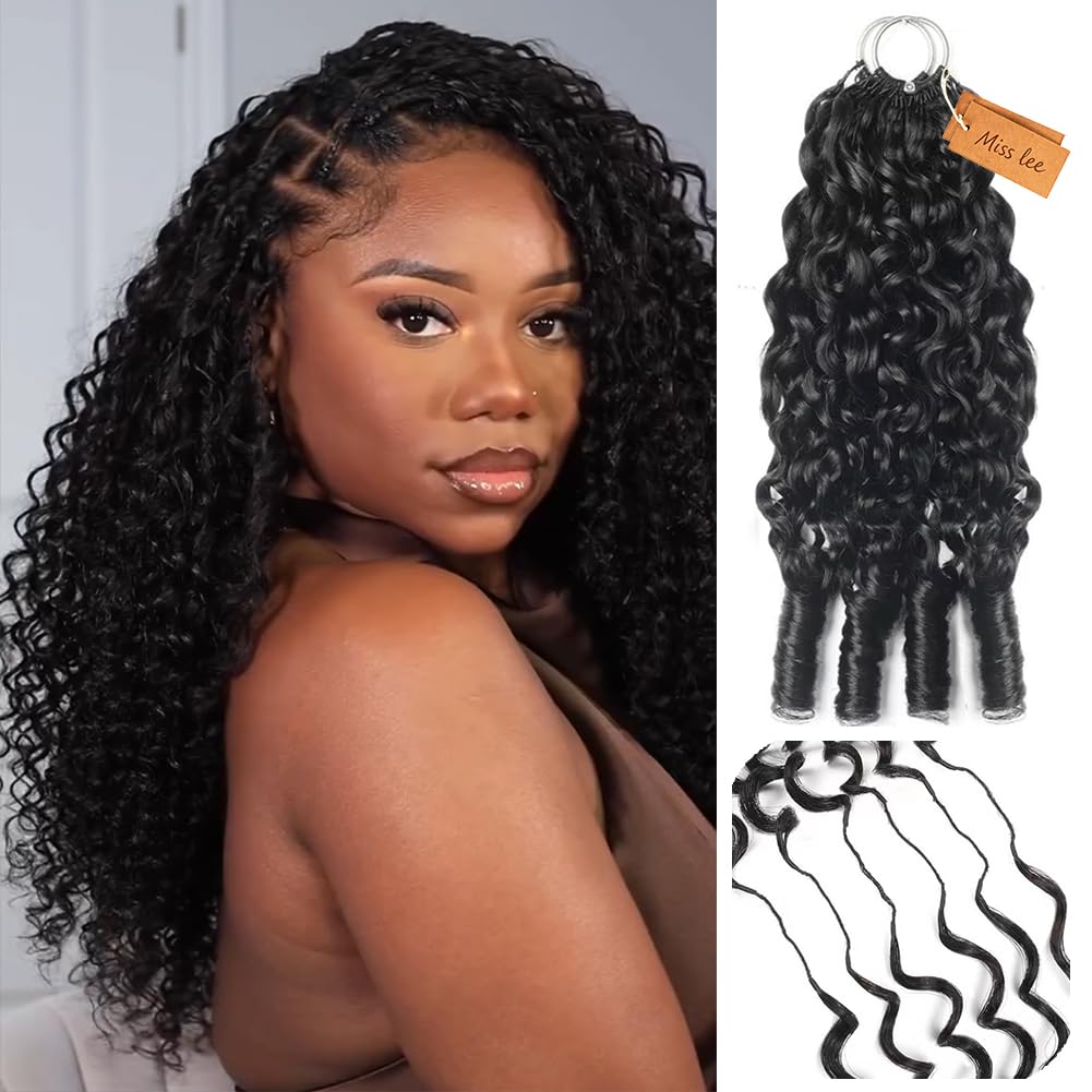 Burmese Curly Feather Crochet Human Hair Pre-Separated Invisible Miracle Knots Human Crochet Hair Extensions Knotless Strings Burmese Curly Hair for Black Women(100g,16inch)