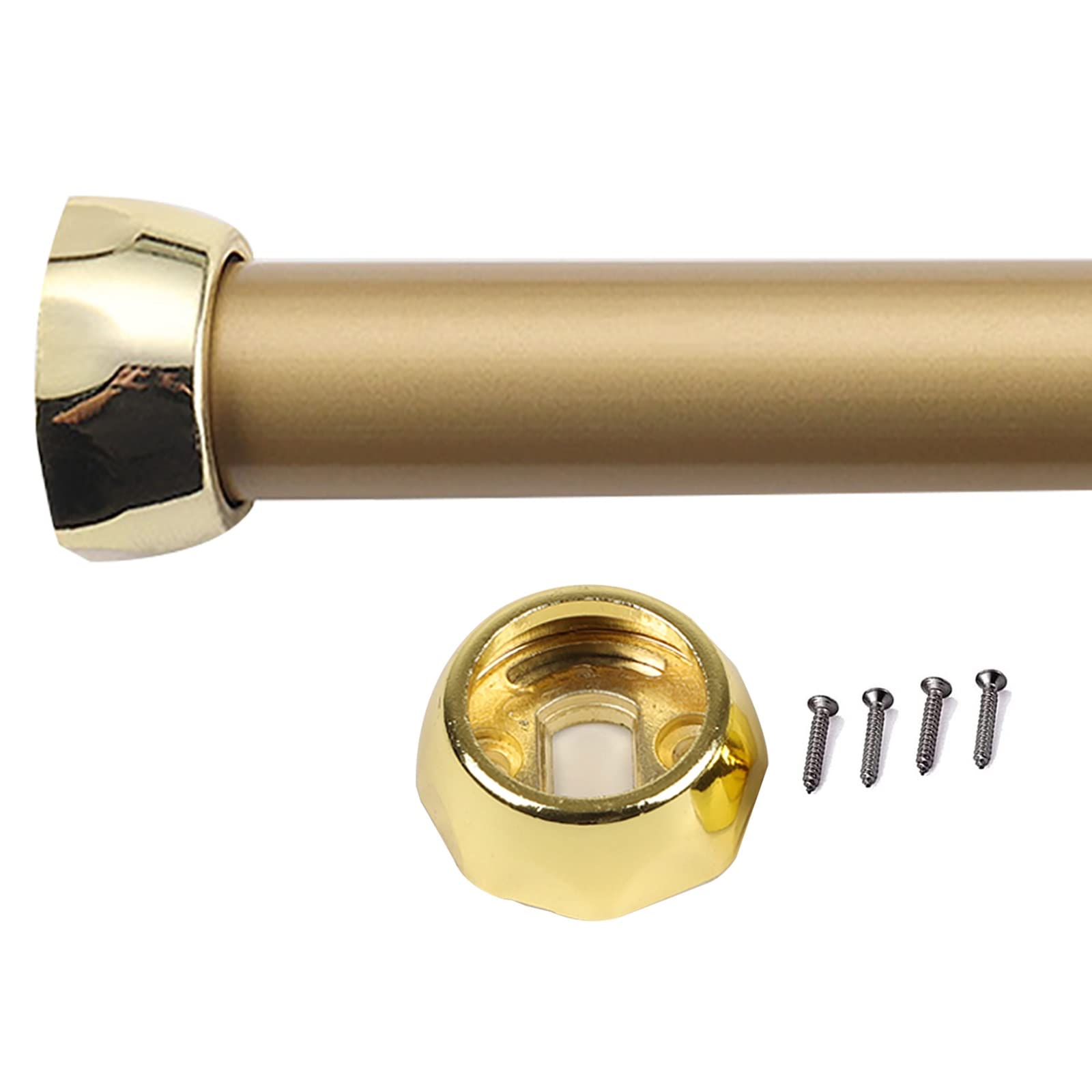 Cabinet/Bathroom/Bedroom Garment Bar Wall Mount,Round Metal Closet Rods for Hanging Clothes, Removable Curtain Rods, with End Sockets & Screws(Gold,45in(114.3cm))