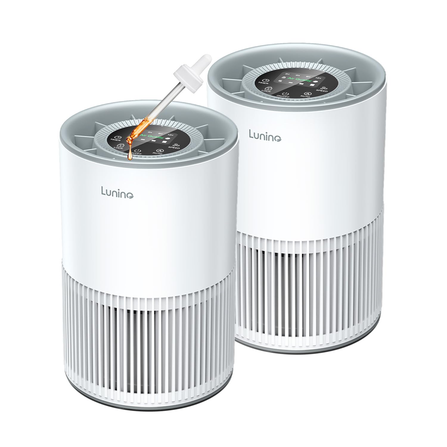 2 Pack Air Purifiers for Home Large Room up to 1200ft², LUNINO Air Purifier for Bedroom with H13 HEPA Washable Filter, Aromatherapy, Air Quality Sensor, Sleep Mode for Smoke, Dust, Pet Dander, Odor