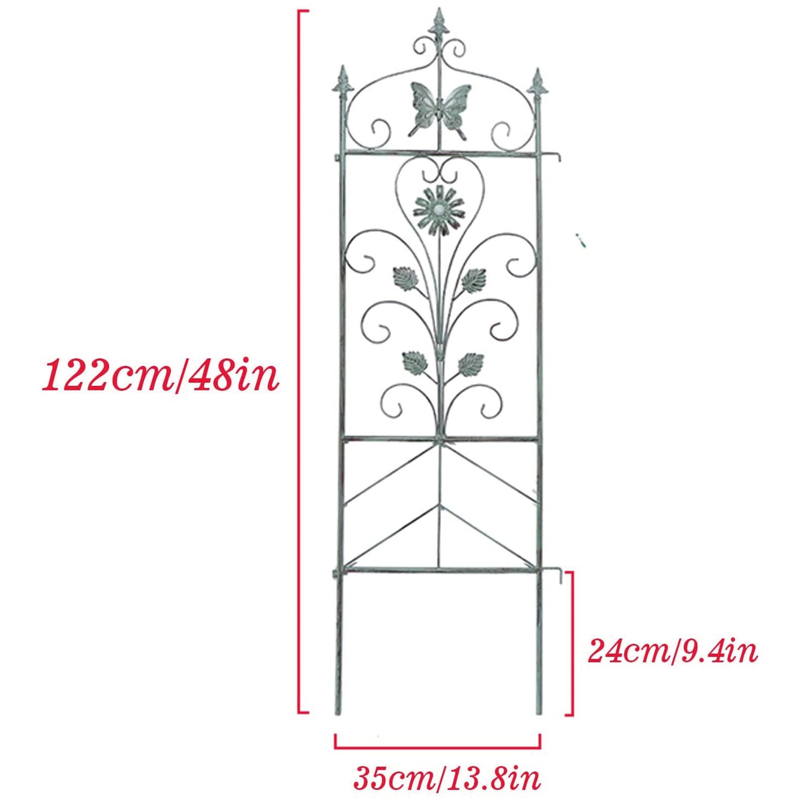Traliccio da giardino, in ferro nero, antiruggine, supporto decorativo per piante rampicanti e fiori, durevole ed elegante