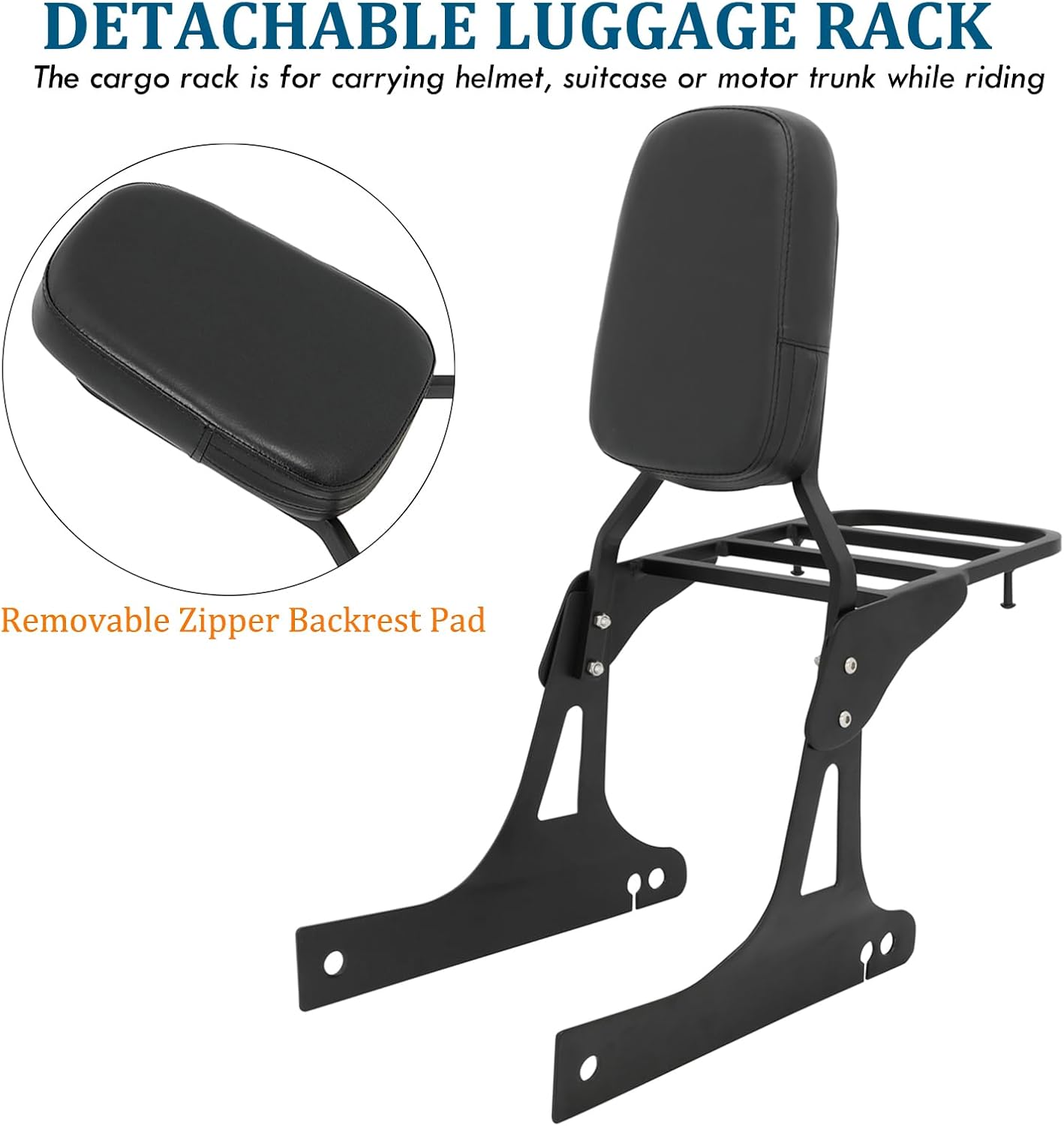 Passenger Sissy Bar with Luggage Rack Rear Backrest for Harley Dyna Street Bob FXD FXDB Wide Glide Super Glide FXDC Low Rider FXDL, Black