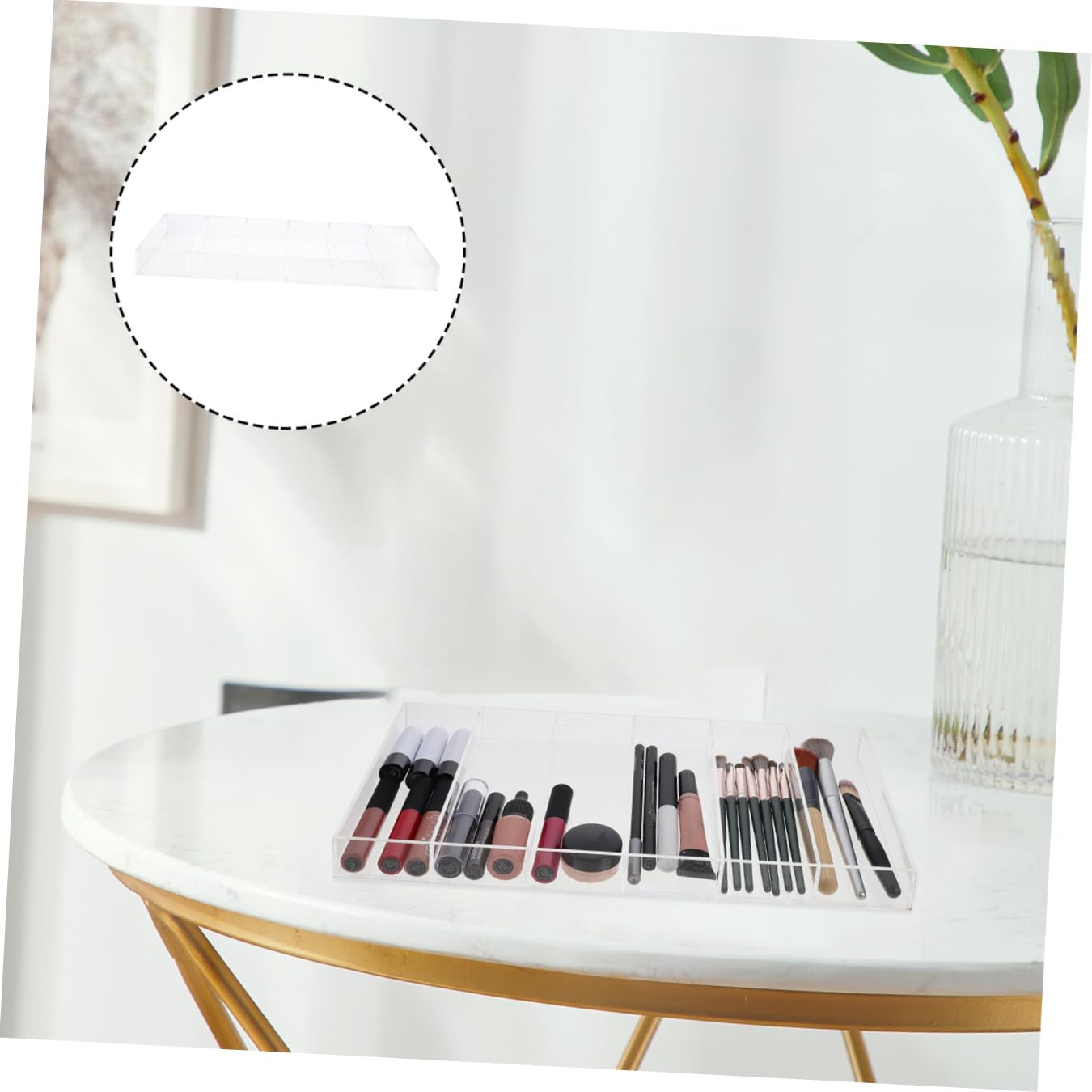 SHERCHPRY 3piezas Organizador De Maquillaje Acrílico Transparente Compartimentos para Cosméticos y Accesorios Mesas De Tocador y Baños Diseño y
