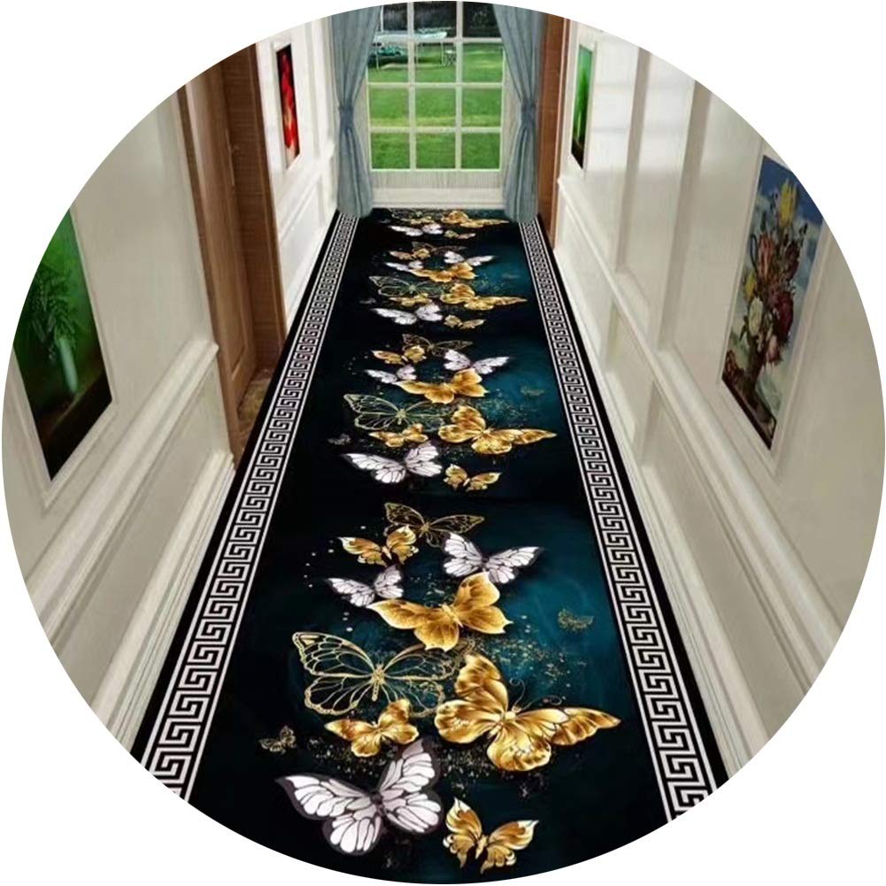 Alfombra de pasillo largo para una entrada familiar acogedora con mariposas de 0.6x1.2m