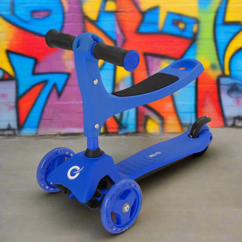 EVO Cruiser 3 en 1 | Poignée réglable | 3 étapes interchangeables | Trottinette assise à poussée à 2 roues | Excellente première trottinette pour enfants de 1 à 7 ans