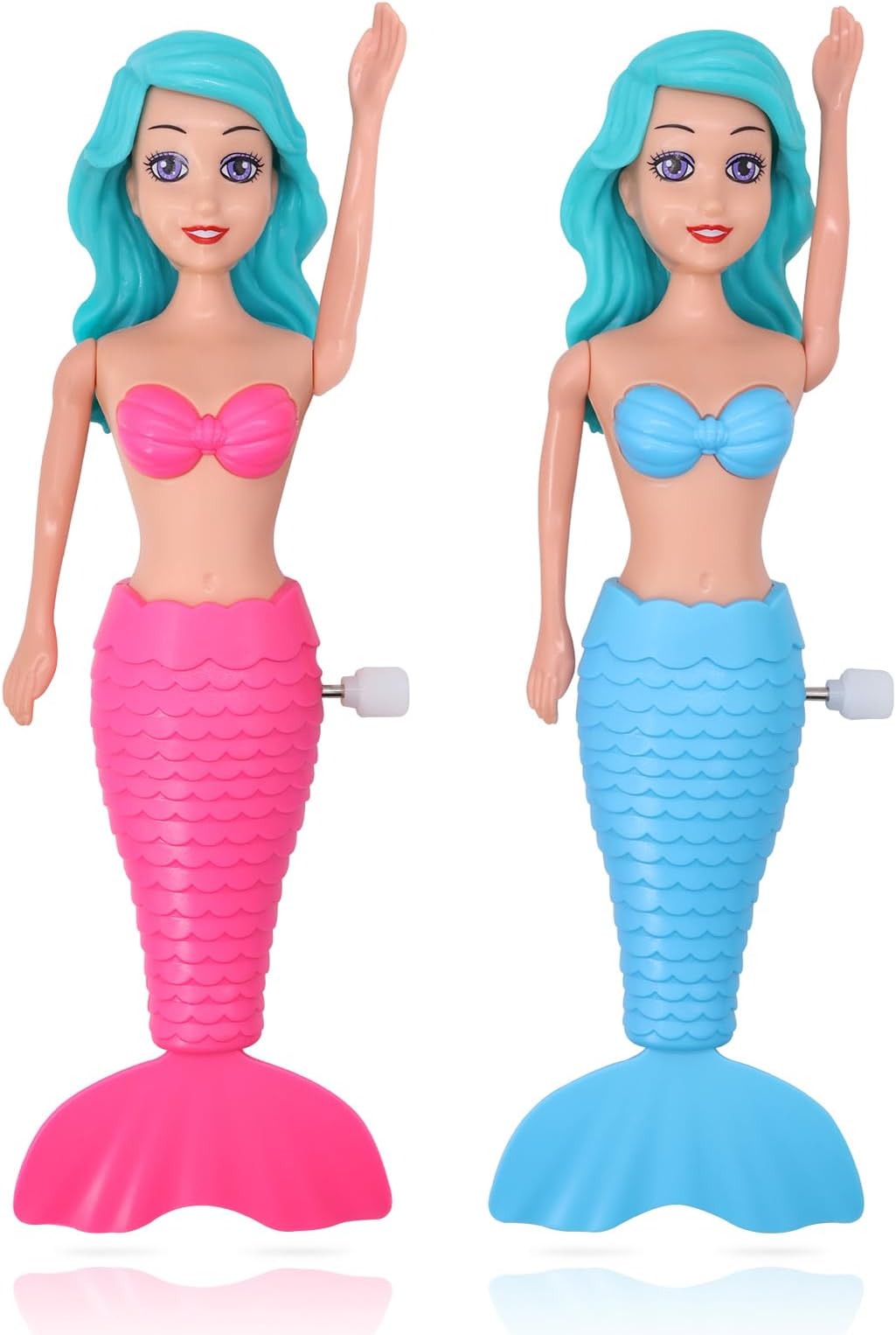TOPWAYS 2 Pack Bath Toys for Toddlers Kids Girls - Mermaid Princess Wind-Up Tail Flap Floating Water Bathtub Toys, Swimming Pool Bathing Time Fun, Mermaid Bath Toy(B)