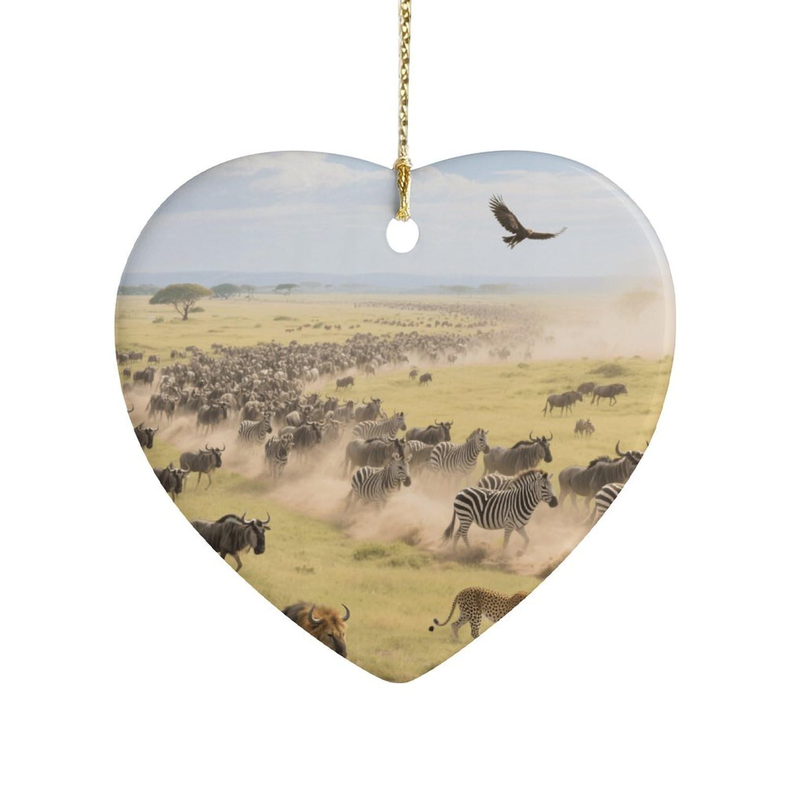 Fekiloot Style Grassland Animal Migration Ceramic Ornament Home Decor Keepsake