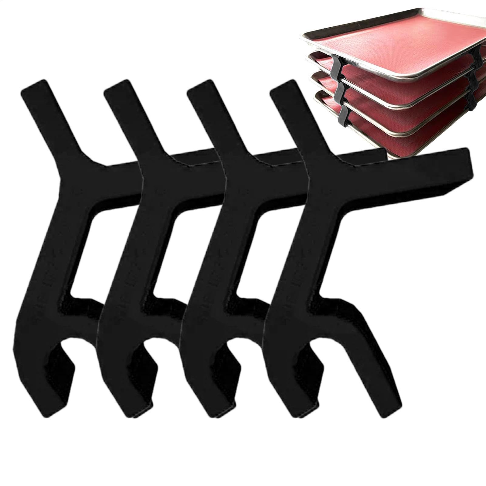 ShxupjnSheet Pan Stacking Clips | 4X Cookie Tray Stacker - Space Saving Solution Reusable Tray Holder Cookie Sheet Rack for Oven Freezer Kitchen Countertop