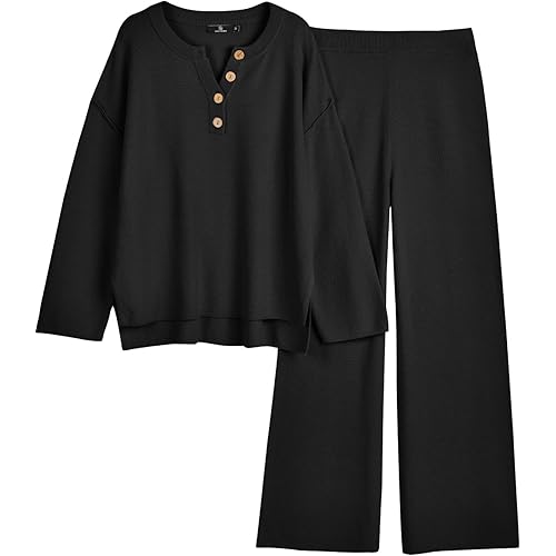 LILLUSORY Women's 2 Piece Lounge Sets Oversized Slouchy Matching Sets Cozy Knit Sets