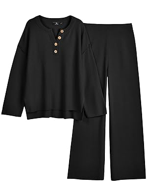 LILLUSORY Women's 2 Piece Lounge Sets Oversized Slouchy Matching Cozy Knit Sets