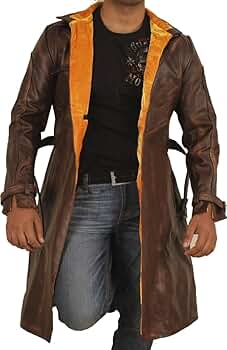 Long Coat Trench Coat Velvet Lining Up to Knee Length Brown