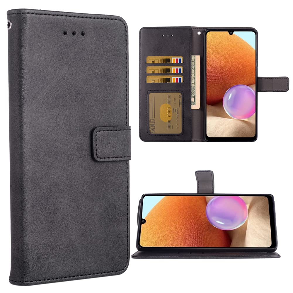 Asuwish Compatible with Samsung Galaxy A32 4G Wallet Case Wrist Strap  Lanyard Leather Flip Cover Card Holder Stand Cell Accessories Folio Phone  Cases